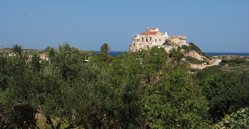 Das schöne weiß gewaschene Kloster von Chrysoskalitissa